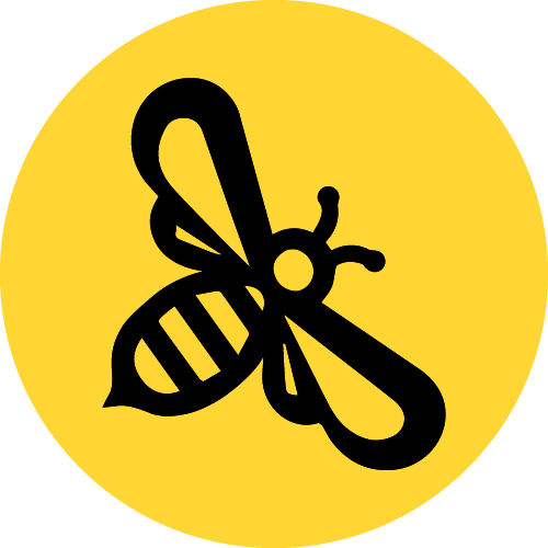 iconic bee logo on a yellow circle